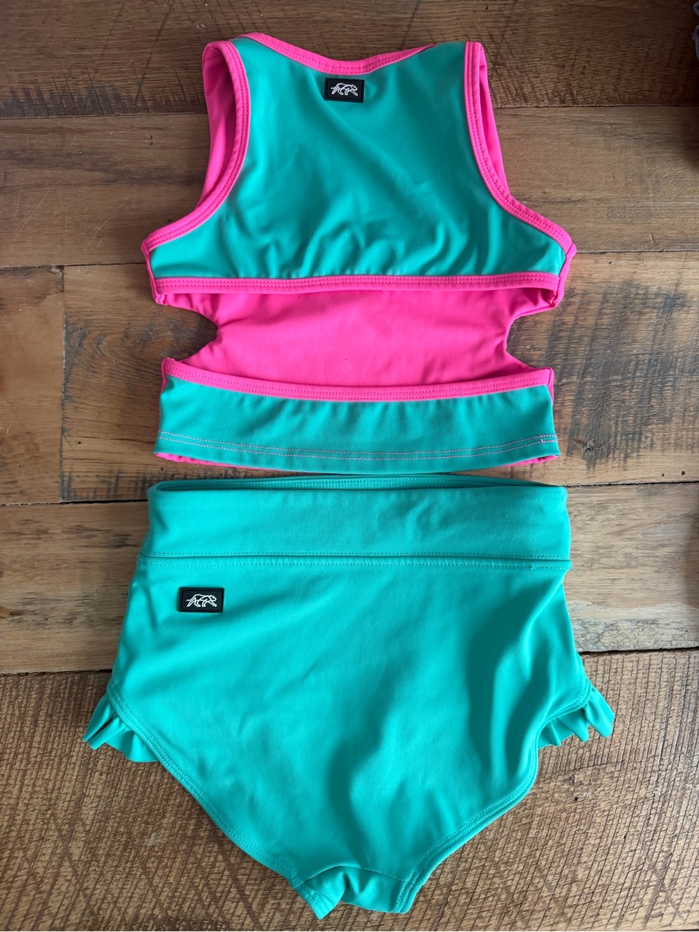 Girls' Bright Pink & Teal Two-Piece Matching Set - Picture 2 of 5